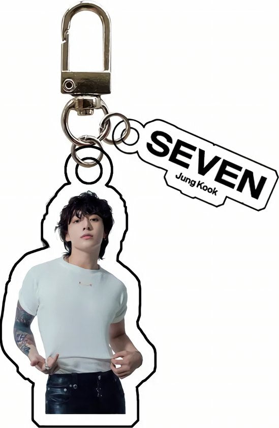 Kpop BTS BB JUNG KOOK SEVEN Plastic Acrylic Keychain